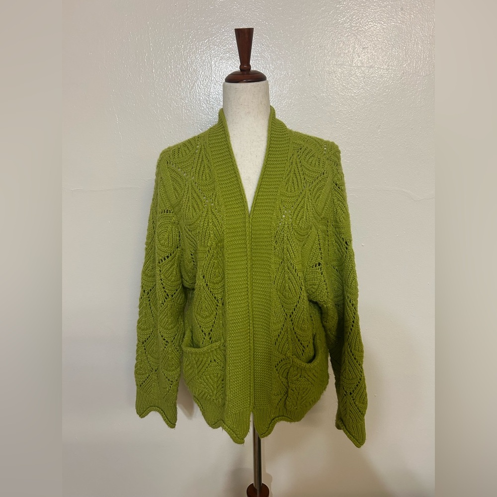 ANGIE Green Knit Women's Sweater Cardigan